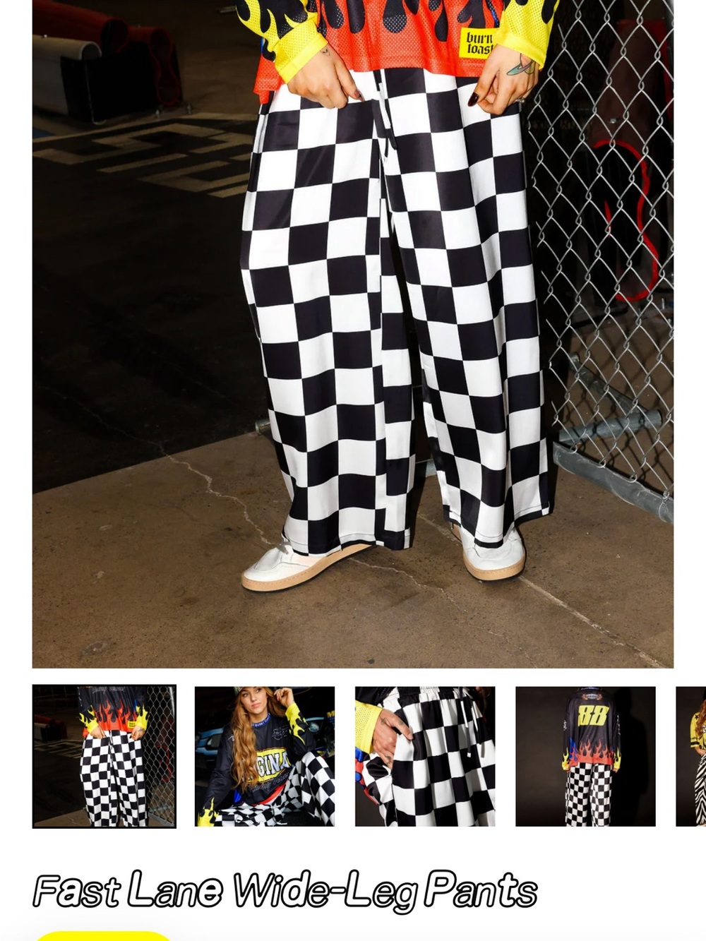 Burnt Toast Checkerboard Wide-Leg Pants - Black & White